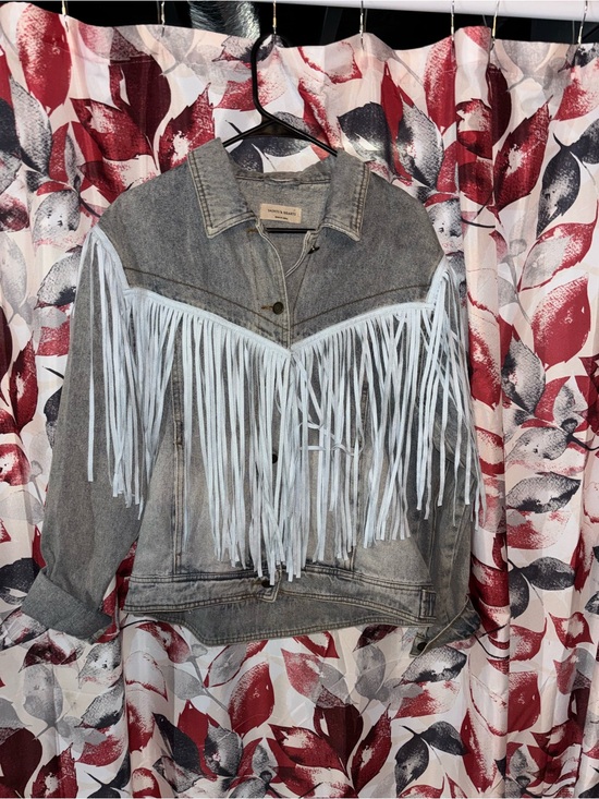 Saints & Hearts Jackets & Blazers - Women’s Fringe Denim Jacket in Light Blue